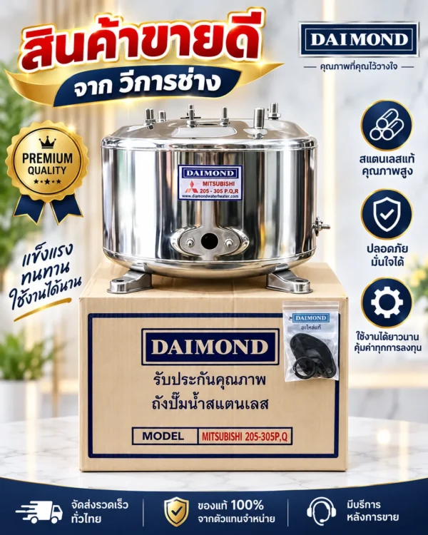 2 (4)_1_11zon DAIMOND ถังปั๊มน้ำสแตนเลสสำหรับปั๊มน้ำอัตโนมัติMITSUBICHI WP105-305Q,R,P